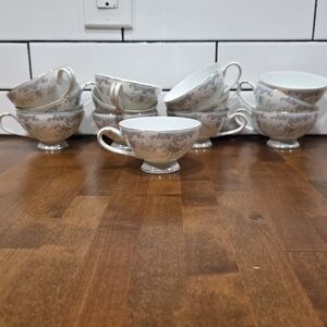 Classic White and Gold Floral Teacup Set